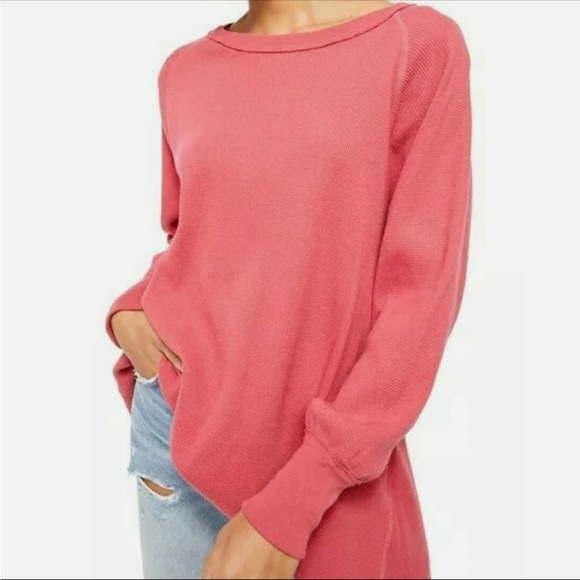 Free People Tops - Free People We The Free Amelia Coral Long Sleeve Top High Low 100% cotton size M